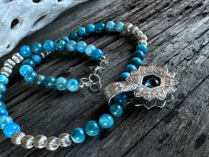 Into The Deep Necklace - Dichroic Glass Sterling Silver Shadow Box Pendant With Appetite And Sterling Silver Beaded Chain