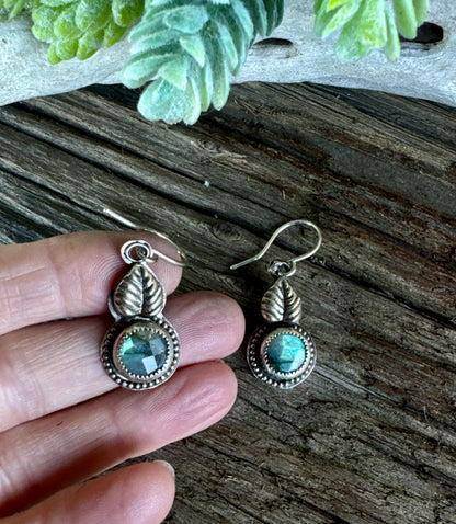 Secret Garden Earrings - Sterling Silver And Faceted Labradorite Small Drop Botanical Earrings
