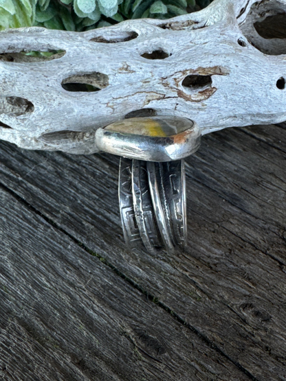 The Pollinator Ring - Bumble Bee Jasper And Sterling Silver Spinner Ring