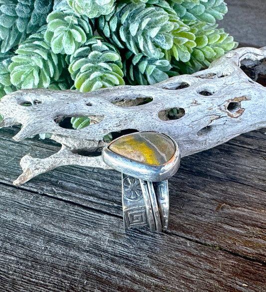 The Pollinator Ring - Bumble Bee Jasper And Sterling Silver Spinner Ring