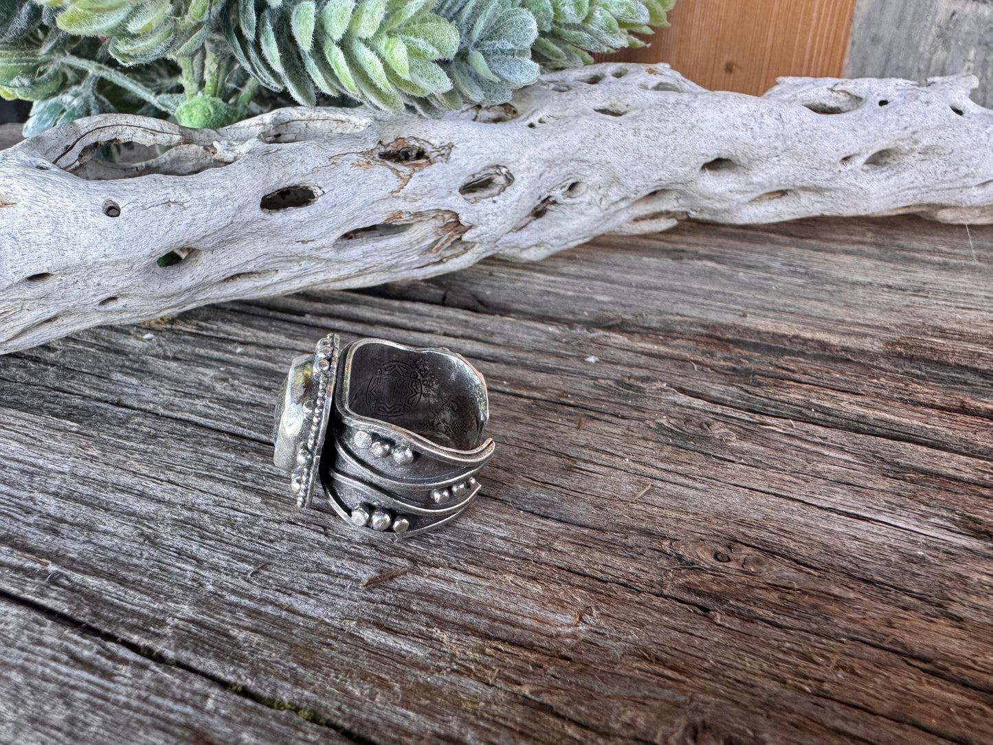 Desert Flower Ring - Kingman Turquoise And Sterling Silver Artisan Style
