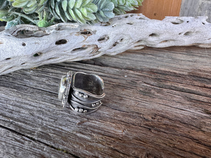 Desert Flower Ring - Kingman Turquoise And Sterling Silver Artisan Style