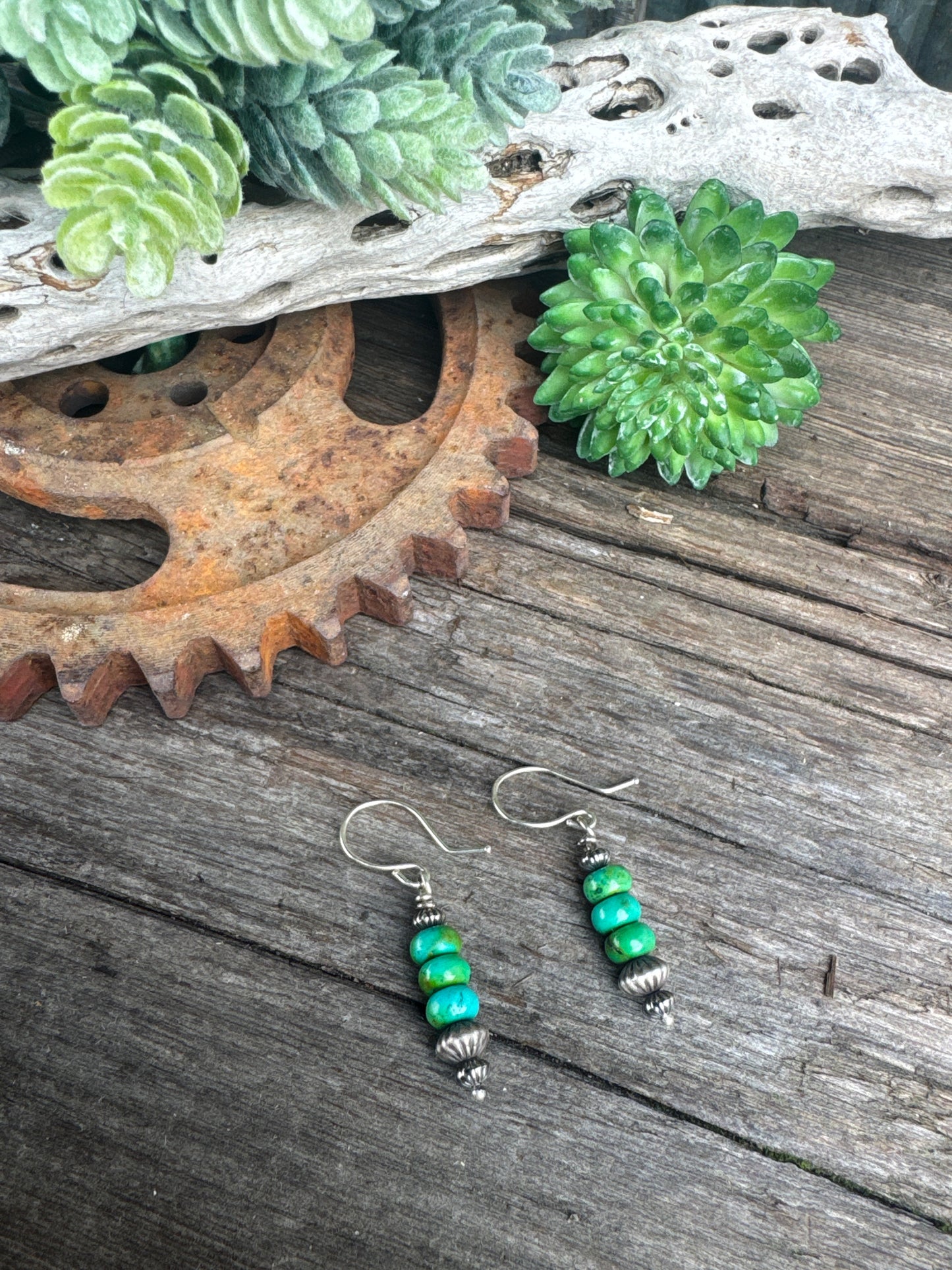 Daily Sky Earrings - Sterling Silver Kingman Turquoise And Navajo Pearl Lightweight Drop Earrings