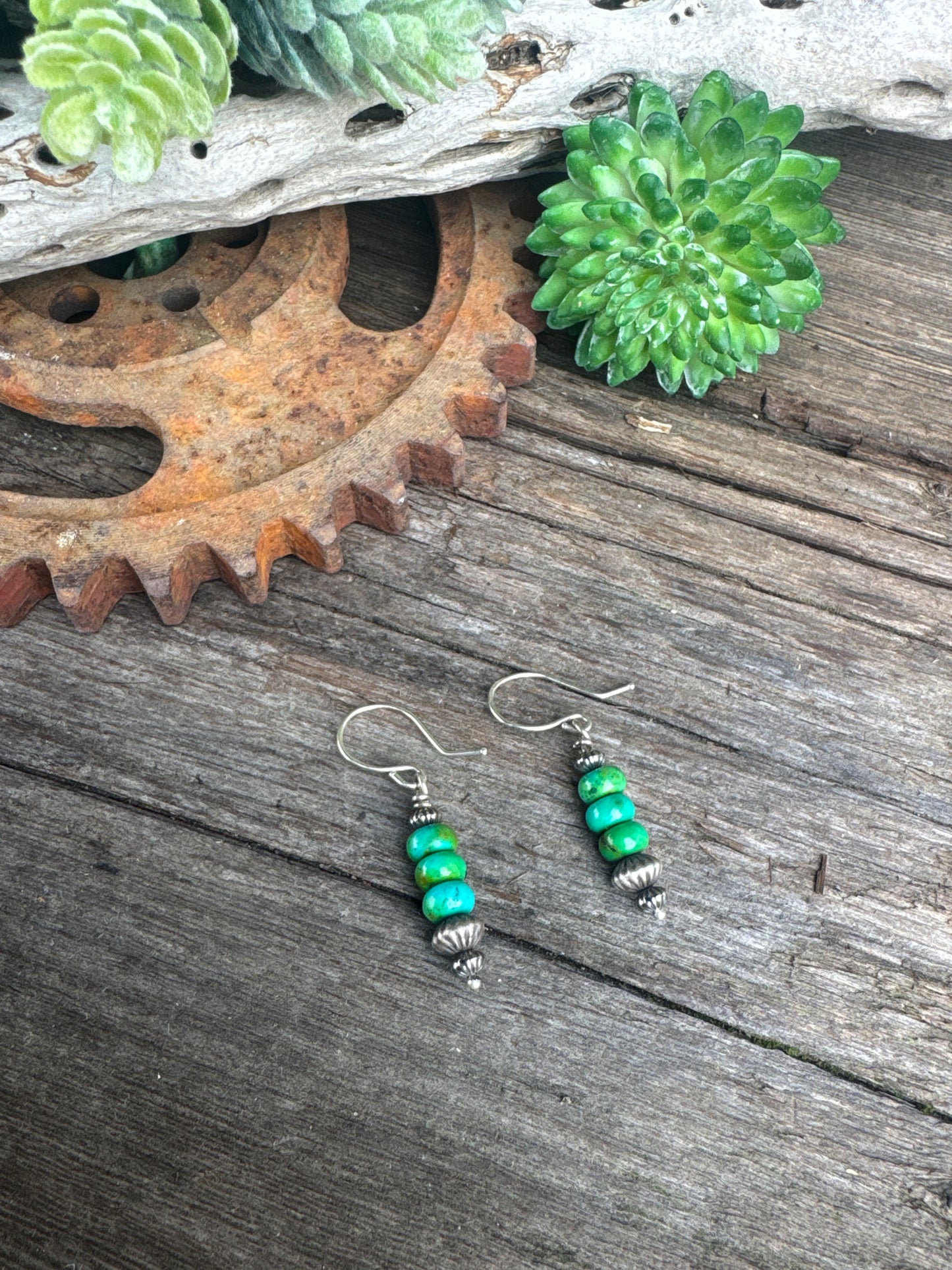 Daily Sky Earrings - Sterling Silver Kingman Turquoise And Navajo Pearl Lightweight Drop Earrings