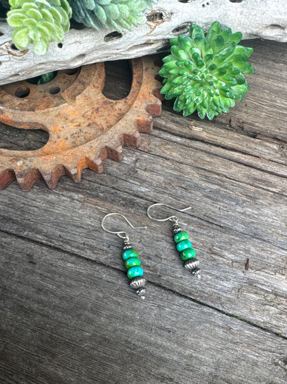 Daily Sky Earrings - Sterling Silver Kingman Turquoise And Navajo Pearl Lightweight Drop Earrings
