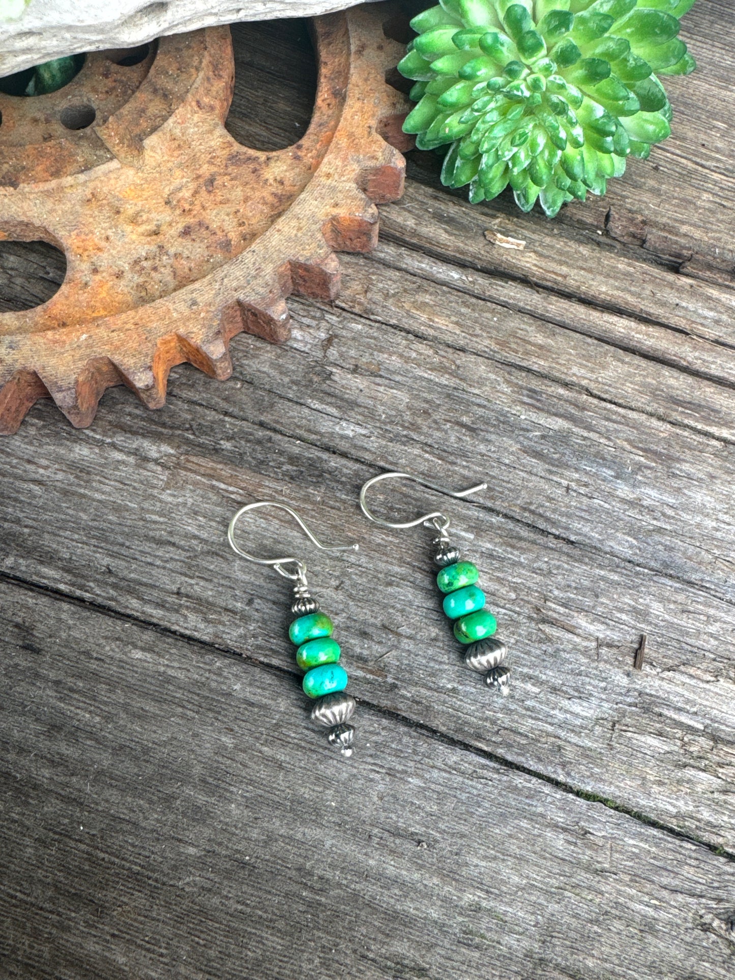 Daily Sky Earrings - Sterling Silver Kingman Turquoise And Navajo Pearl Lightweight Drop Earrings