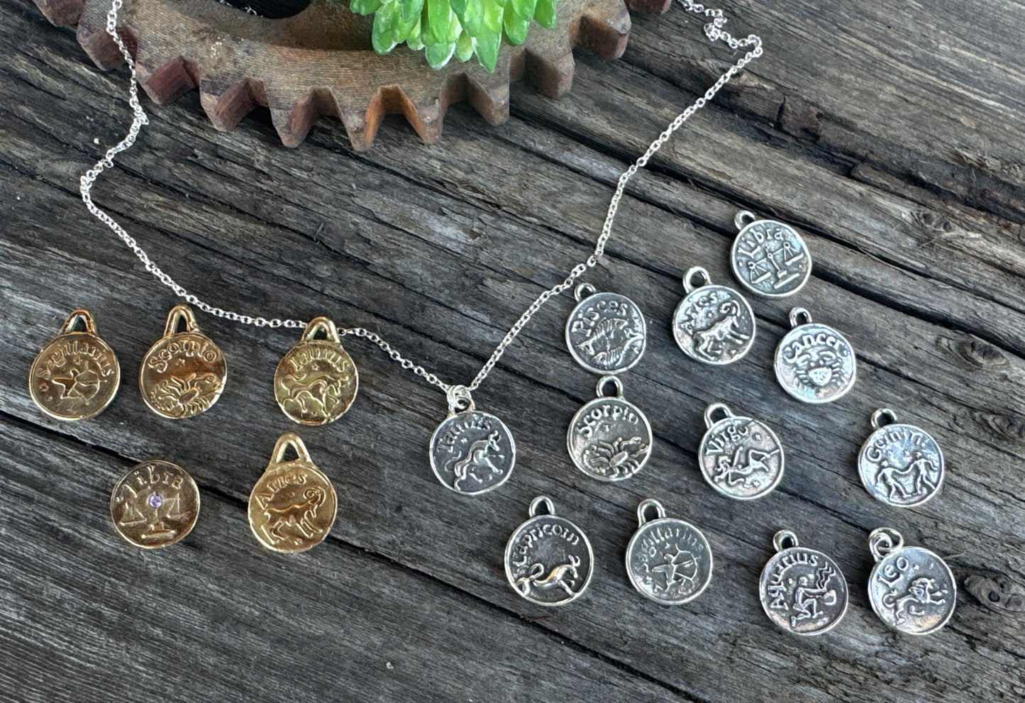 Small Astrology Charm Necklace - Silver Or Gold Astrology Sign Charms