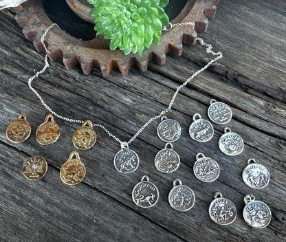 Small Astrology Charm Necklace - Silver Or Gold Astrology Sign Charms