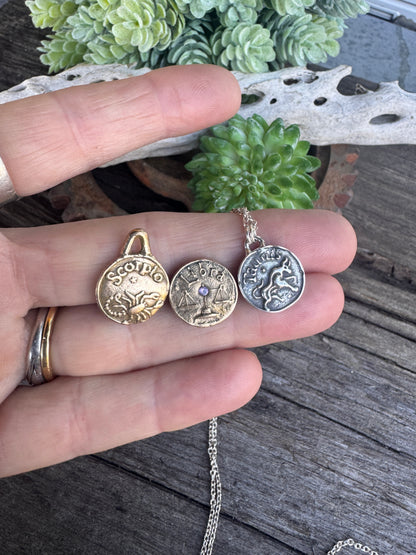 Small Astrology Charm Necklace - Silver Or Gold Astrology Sign Charms