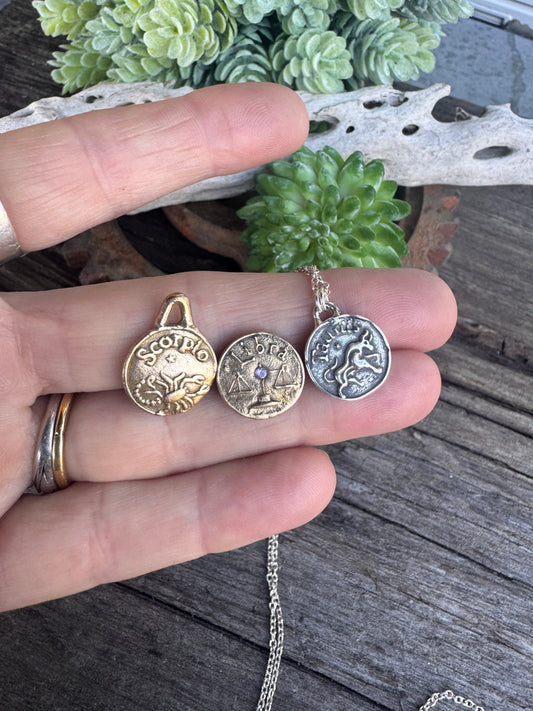 Small Astrology Charm Necklace - Silver Or Gold Astrology Sign Charms