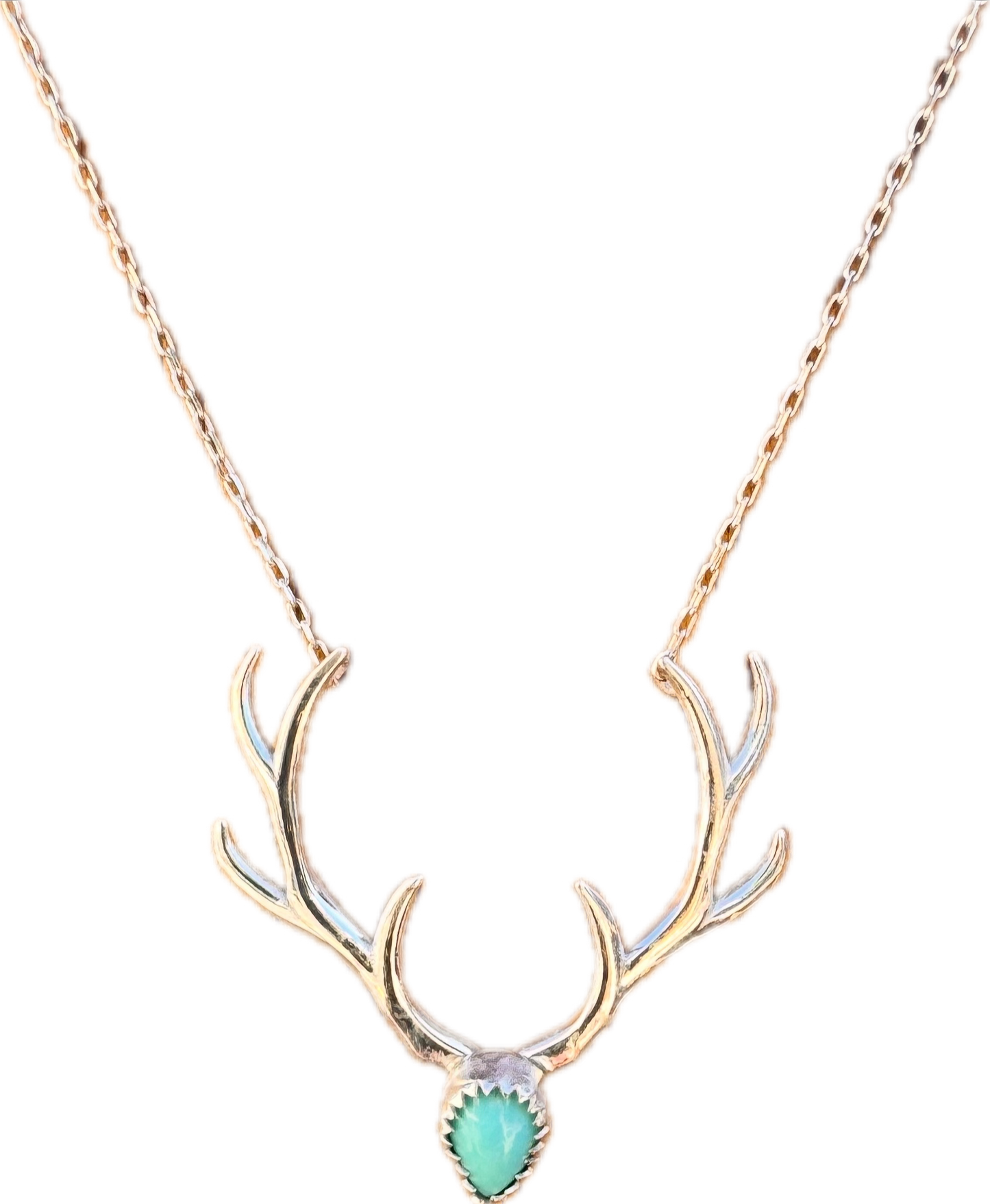 Sterling Silver OR Gold Filled Antler Necklace With Gemstone
