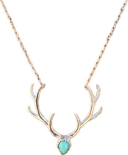 Sterling Silver OR Gold Filled Antler Necklace With Gemstone