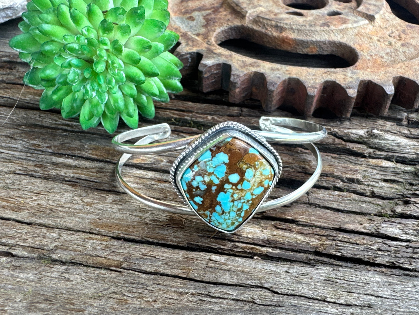 Kingman Turquoise Triangular Sterling Silver Cuff