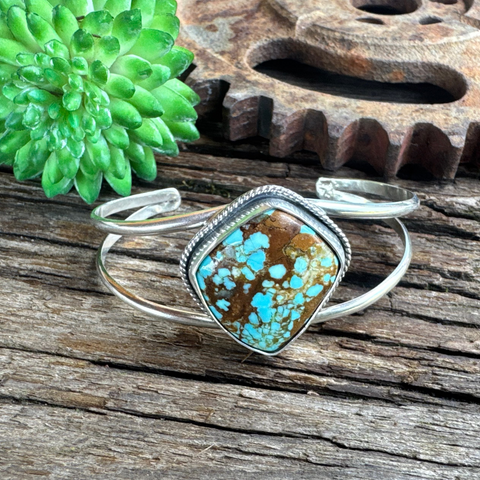 Kingman Turquoise Triangular Sterling Silver Cuff