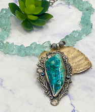 Load image into Gallery viewer, Spirit Of The Sea Necklace - Sterling Silver, Raw Aquamarine, Chysocolla With Malachite And Azurite And An Abunance Of Sea Life
