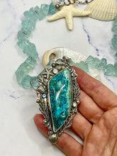 Load image into Gallery viewer, Spirit Of The Sea Necklace - Sterling Silver, Raw Aquamarine, Chysocolla With Malachite And Azurite And An Abunance Of Sea Life
