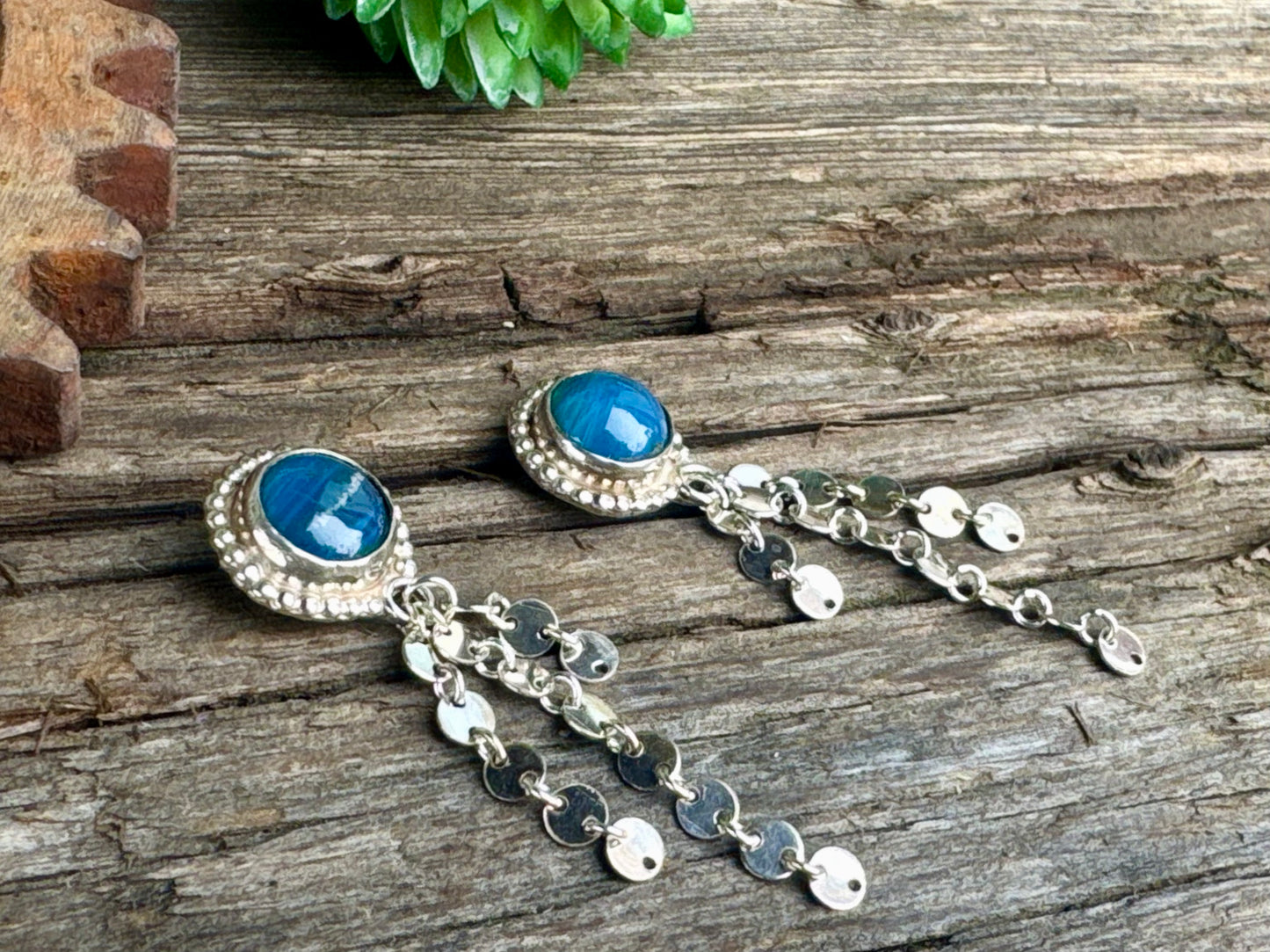 Midnight In Stockholm Earrings - Swedish Blue & Sterling Drop Earrings