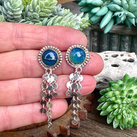 Midnight In Stockholm Earrings - Swedish Blue & Sterling Drop Earrings