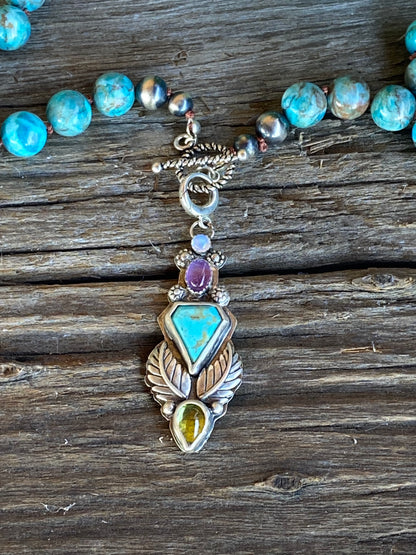 Turquoise Multi Gemstone Beaded Talisman Necklace