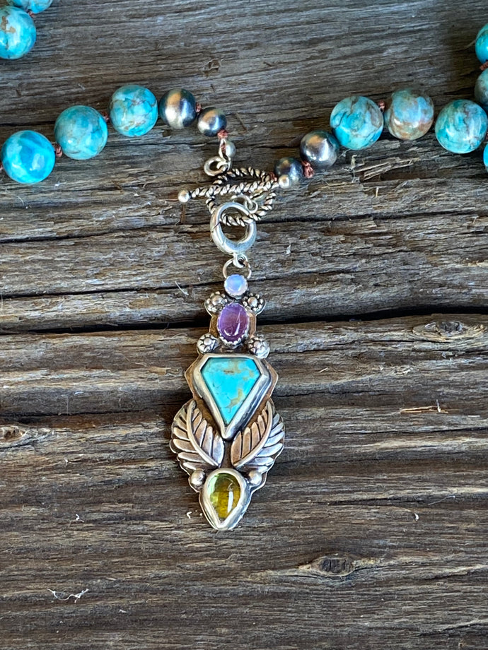 Turquoise Multi Gemstone Beaded Talisman Necklace