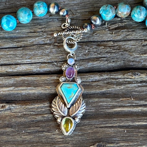 Turquoise Multi Gemstone Beaded Talisman Necklace
