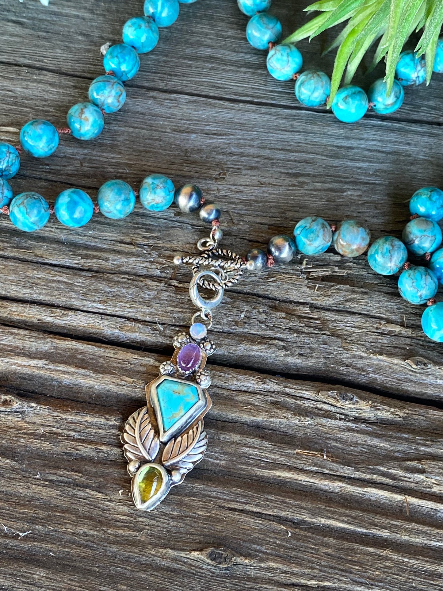 Turquoise Multi Gemstone Beaded Talisman Necklace