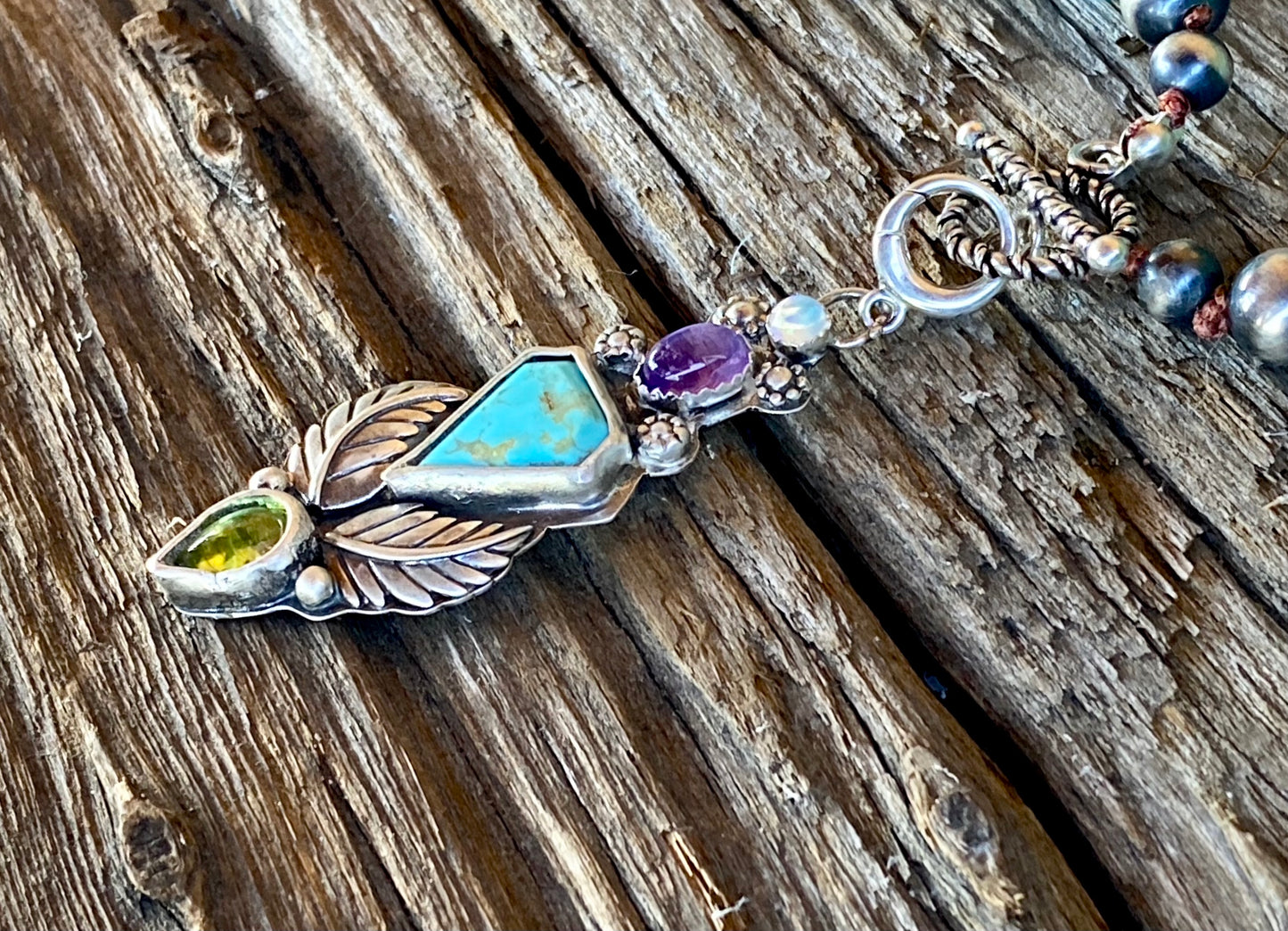 Turquoise Multi Gemstone Beaded Talisman Necklace