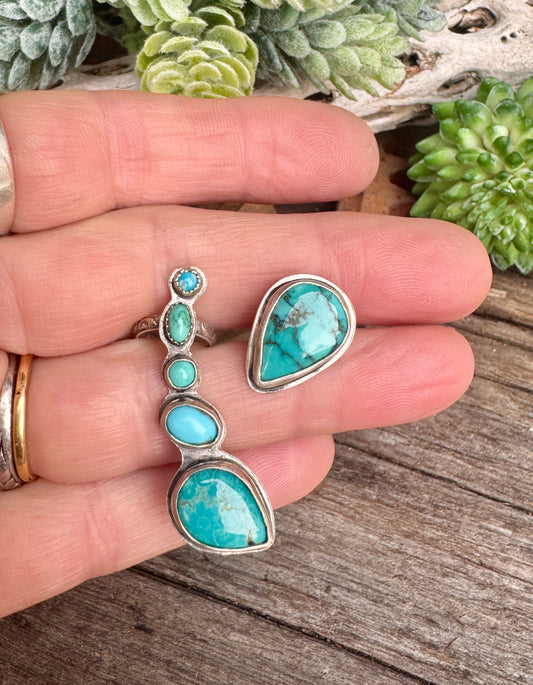 Blue Mesa Cuff Earrings - Sterling And Turquoise Ear Cuff Ear Climbers
