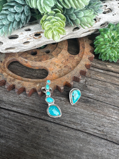 Blue Mesa Cuff Earrings - Sterling And Turquoise Ear Cuff Ear Climbers