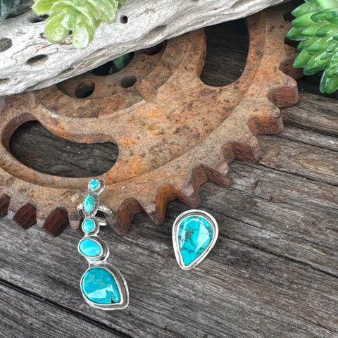 Blue Mesa Cuff Earrings - Sterling And Turquoise Ear Cuff Ear Climbers
