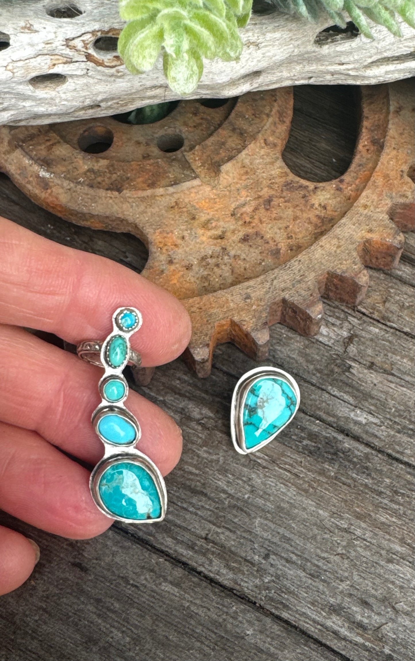 Blue Mesa Cuff Earrings - Sterling And Turquoise Ear Cuff Ear Climbers