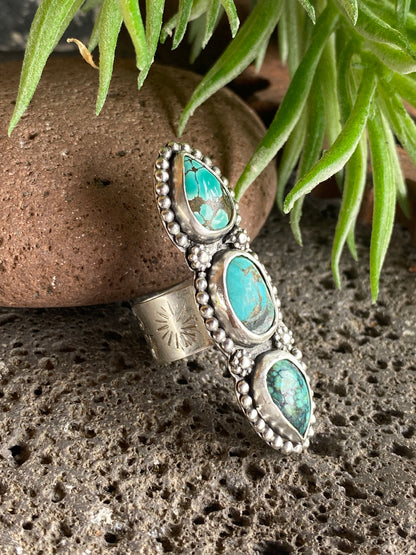 Triple Turquoise Totem Ring