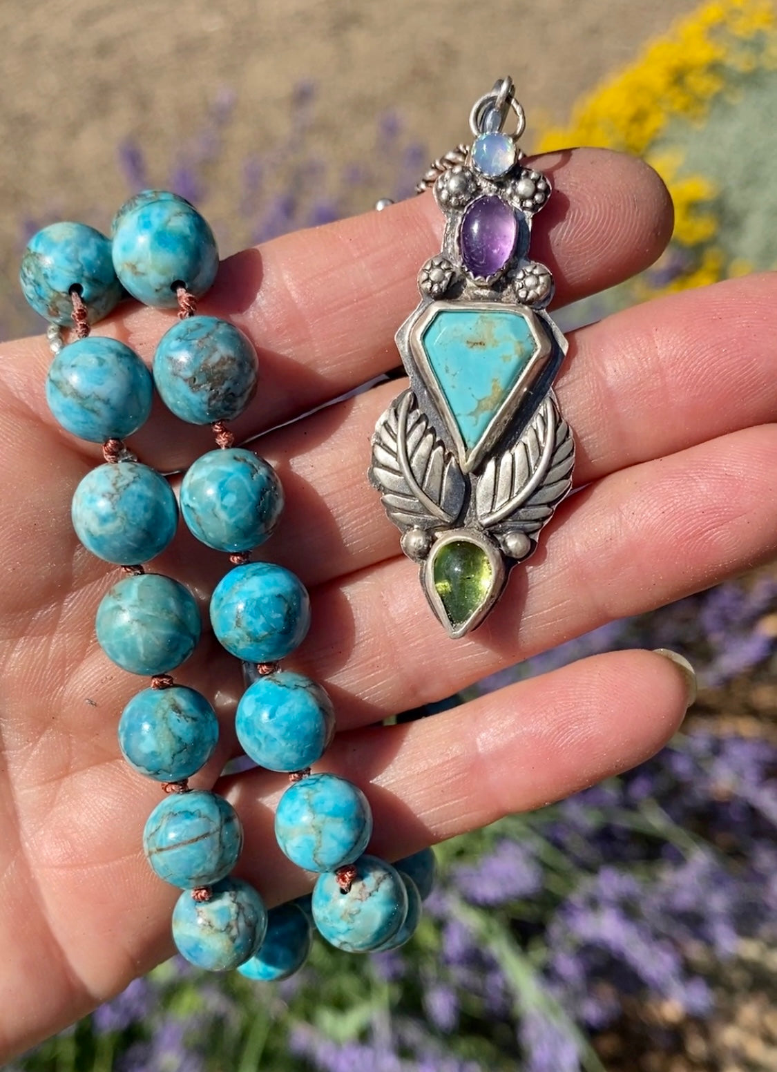 Turquoise Multi Gemstone Beaded Talisman Necklace