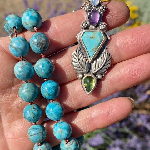 Turquoise Multi Gemstone Beaded Talisman Necklace