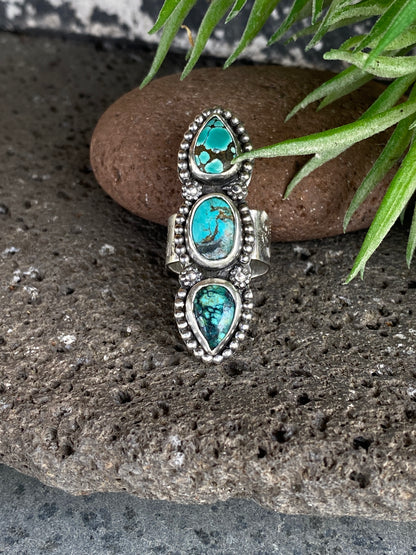 Triple Turquoise Totem Ring