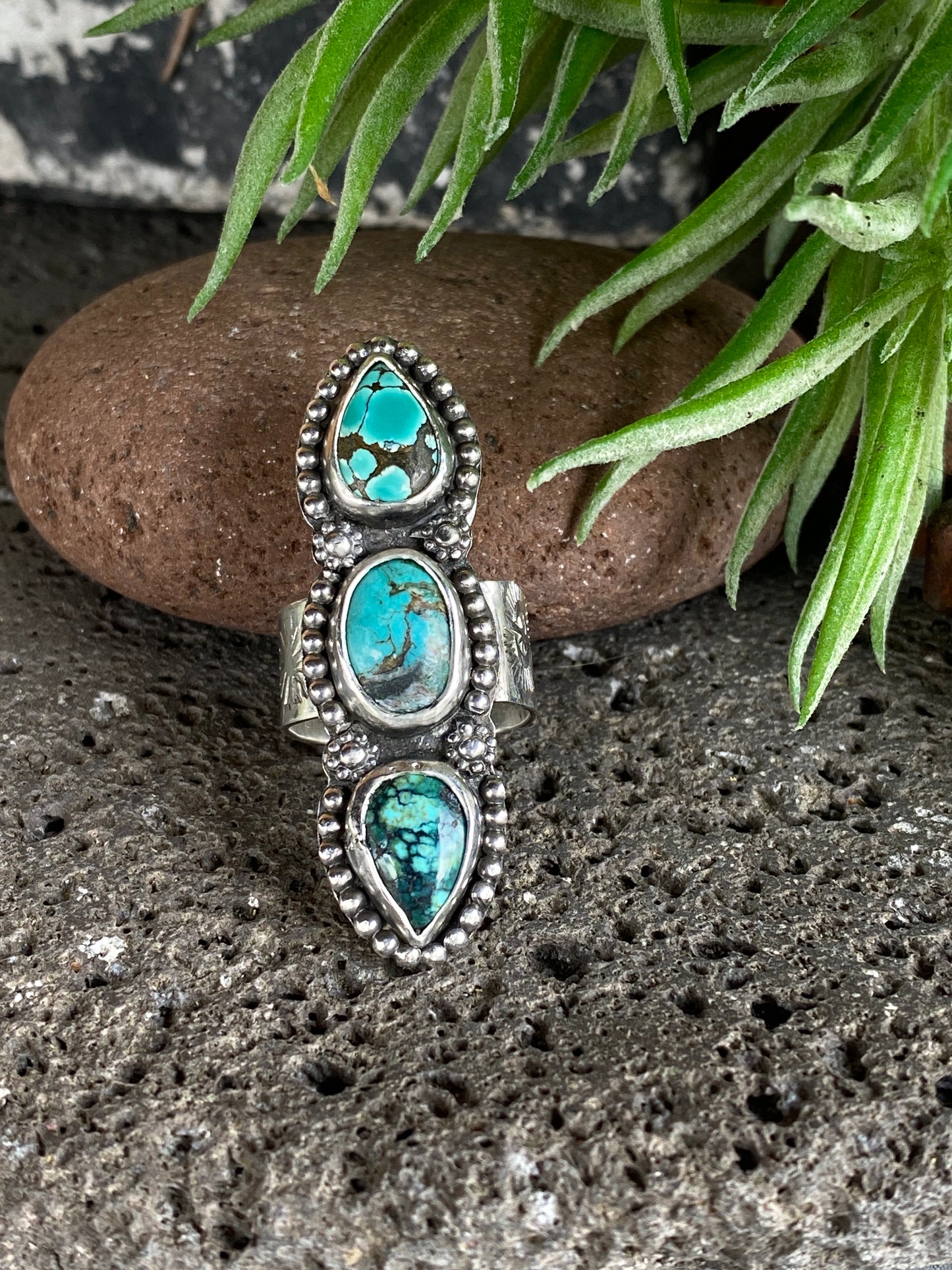 Triple Turquoise Totem Ring