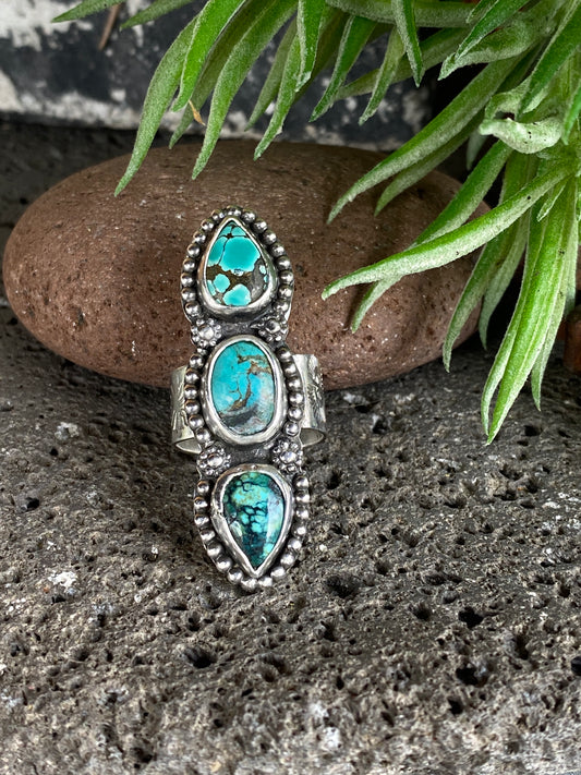 Triple Turquoise Totem Ring