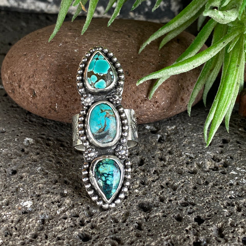 Triple Turquoise Totem Ring