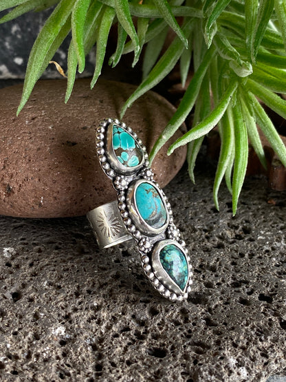 Triple Turquoise Totem Ring