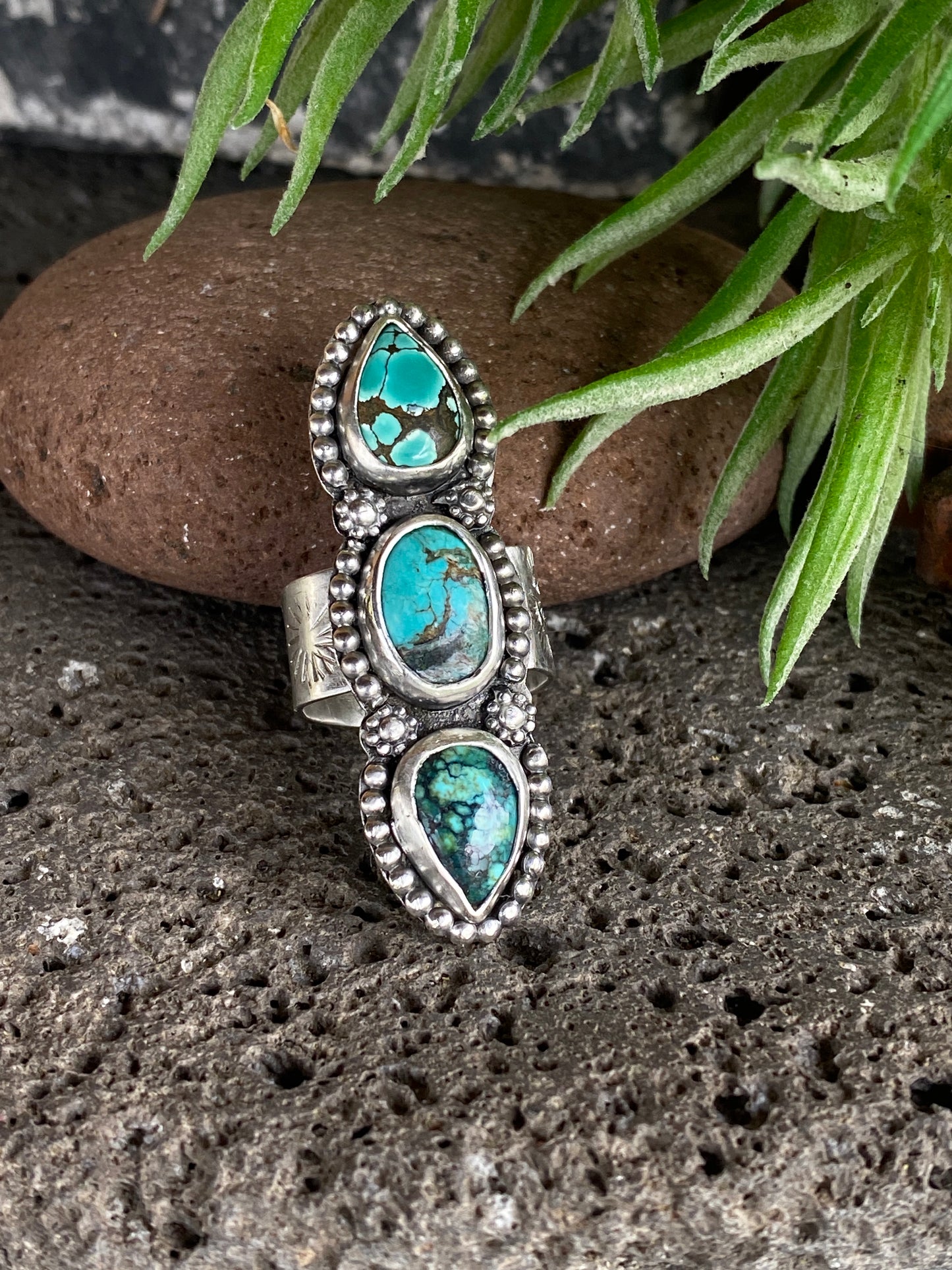 Triple Turquoise Totem Ring