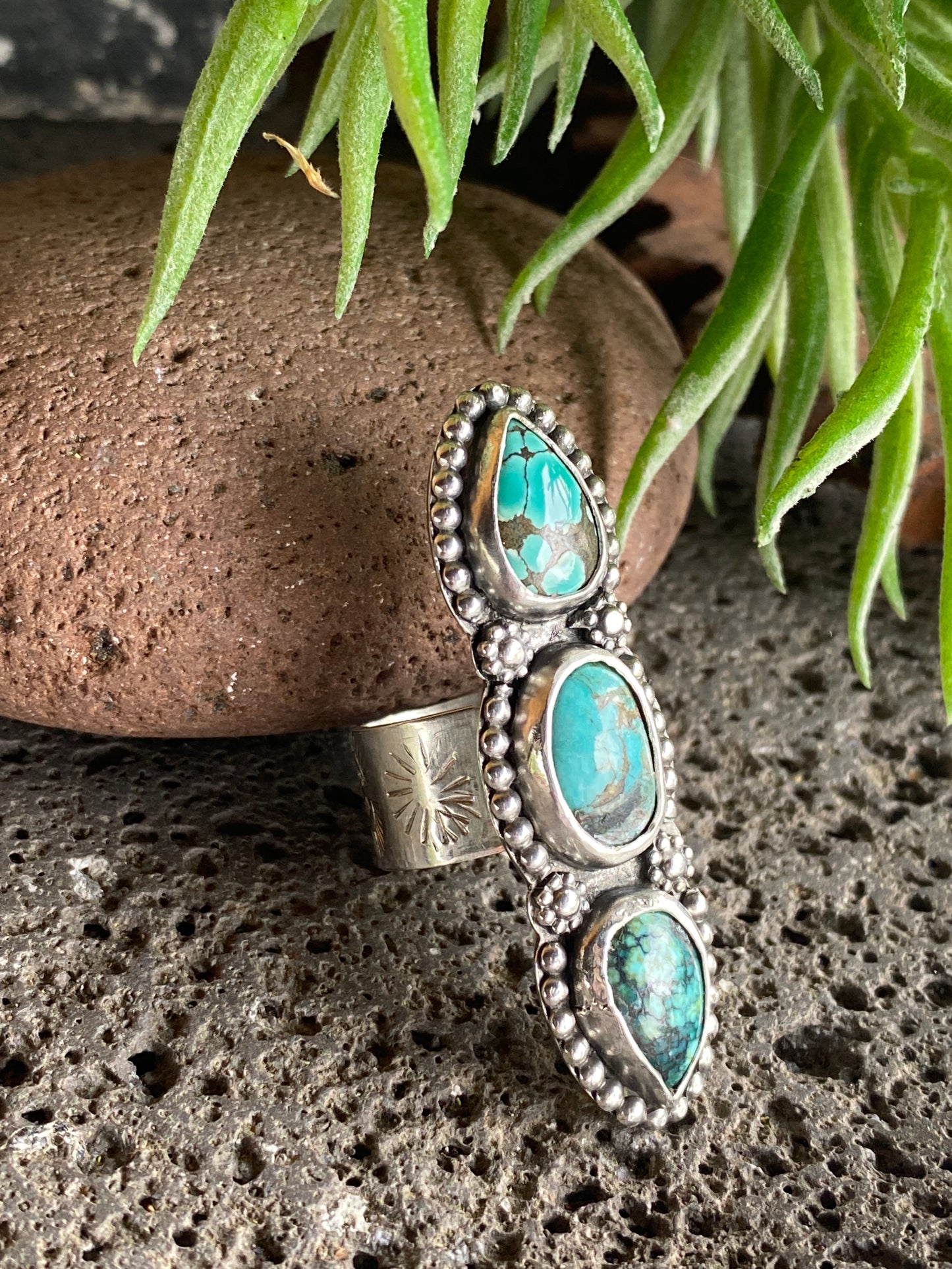 Triple Turquoise Totem Ring