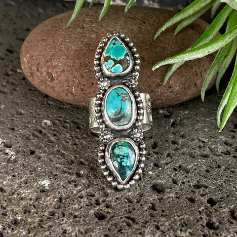 Triple Turquoise Totem Ring