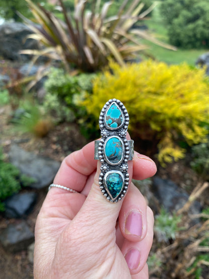 Triple Turquoise Totem Ring