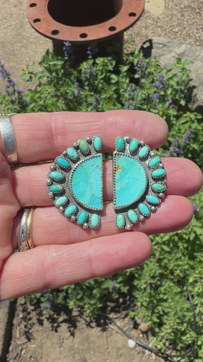 Turquoise Half Cluster Earrings