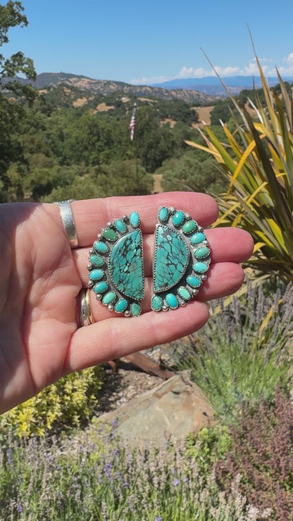 Large Kingman Turquoise Cluster Post Earrings