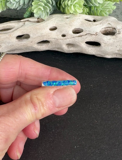 Tropical Waters Ring - Sterling Silver Blue Opal Inlay Ring