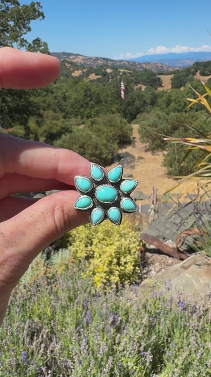 Kingman Turquoise Cluster Ring