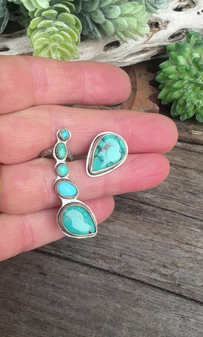 Blue Mesa Cuff Earrings - Sterling And Turquoise Ear Cuff Ear Climbers