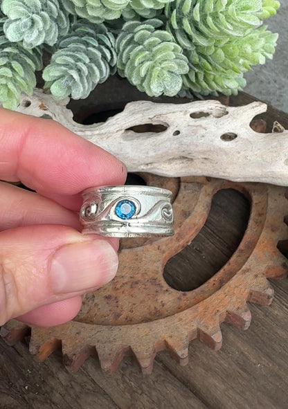 Sapphire Tidal Wave Ring - Sterling Silver And Blue Sapphire Rolling Wave Ring