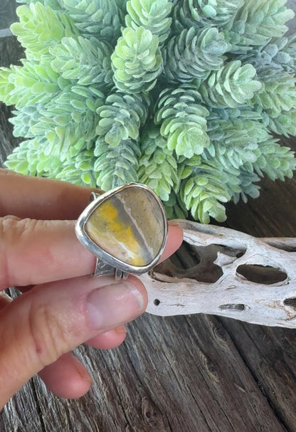 The Pollinator Ring - Bumble Bee Jasper And Sterling Silver Spinner Ring